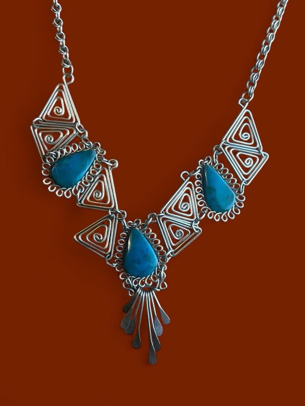 Vintage silver and  turquoise necklace